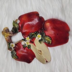 Decorative Hanging Red Apples with Leaves Wall Decor
